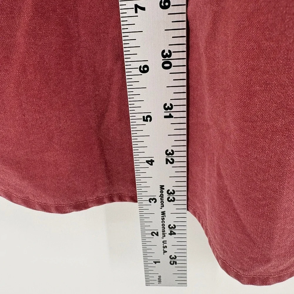 LL Bean Mens Large Tall Short Sleeve Button Down Shirt Burgundy Red Cotton 0FCX1